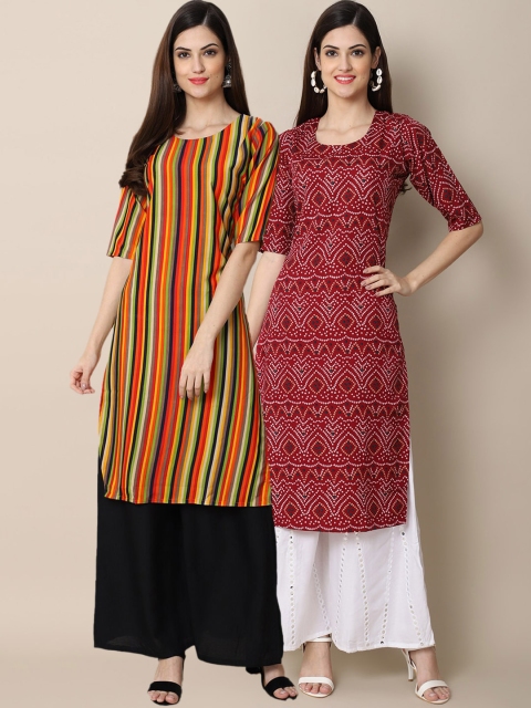 

KALINI Women Multicoloured Pack of 2 Digital Printed Straight Kurta, Multi