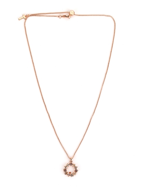 

Ted Baker Gold-Plated Pink Crystal-Studded Hoop Pendant With Chain