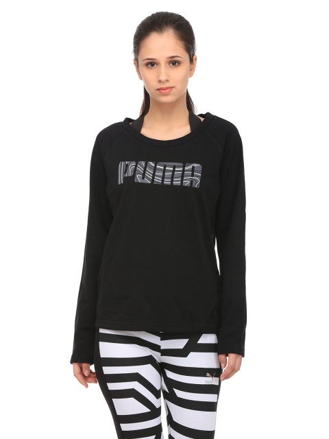 

Puma Women Black Elevated Crew Printed Sweatshirt