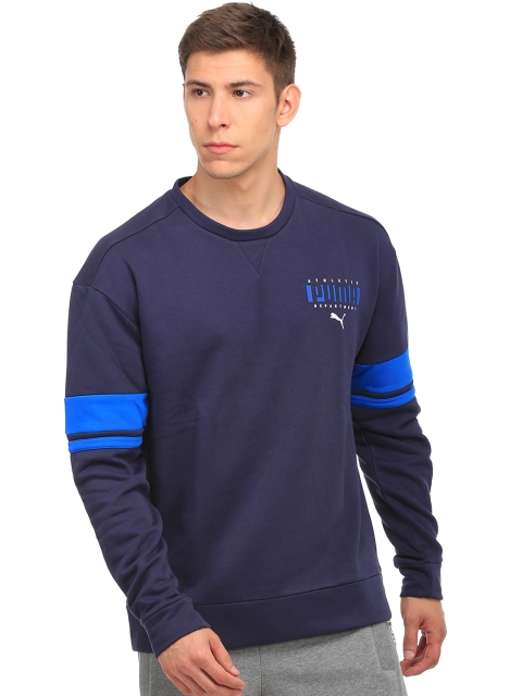 

Puma Men Navy Athletic Crew Solid Sweatshirt, Navy blue
