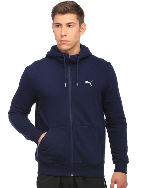 

Puma Men Navy ESS FZ Solid Hooded Sporty Jacket, Navy blue