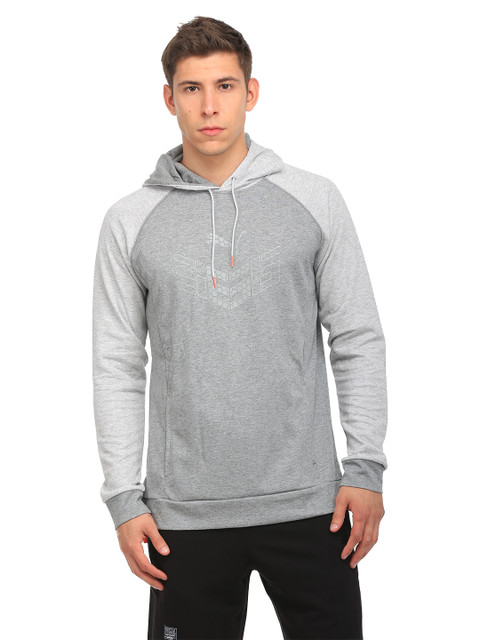 

Puma Men Grey Melange 365 Solid Hooded Sweatshirt