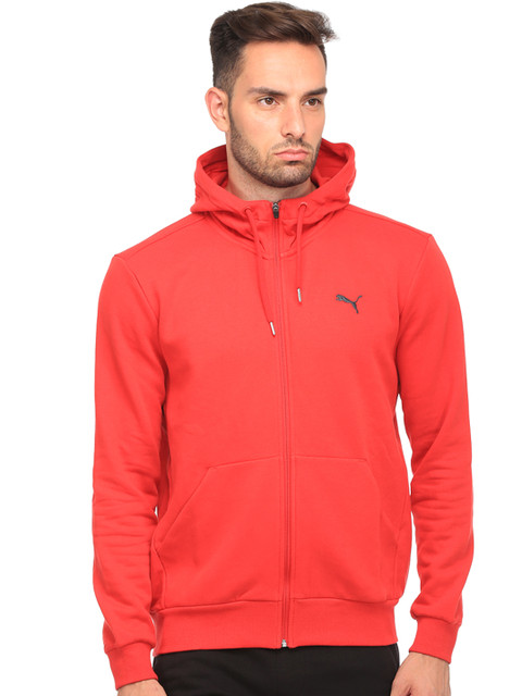 

Puma Men Red ESS FZ Solid Hooded Sporty Jacket
