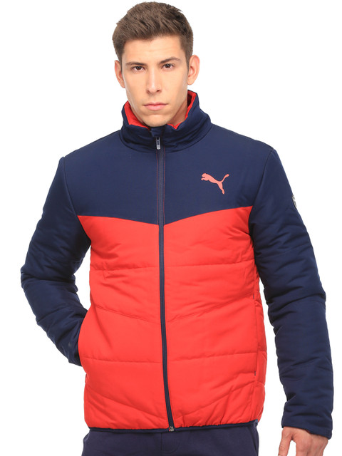 

Puma Men Coral Red & Navy ESS Colourblocked Padded Jacket