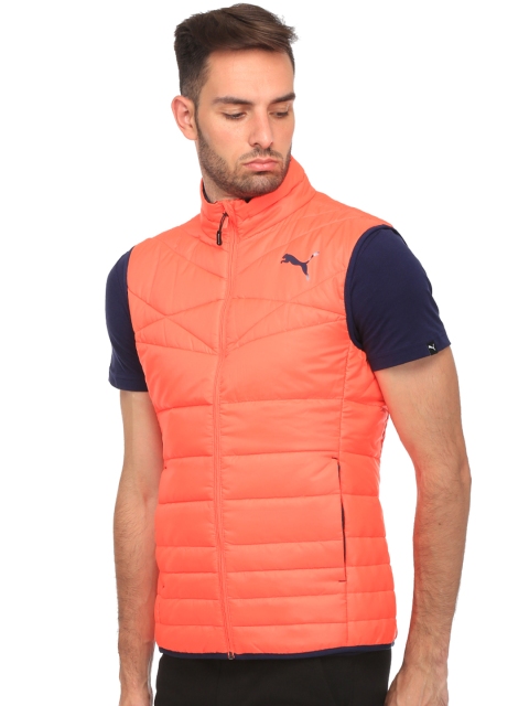 

Puma Men Coral Orange Active 600 PackLite Solid Padded Jacket