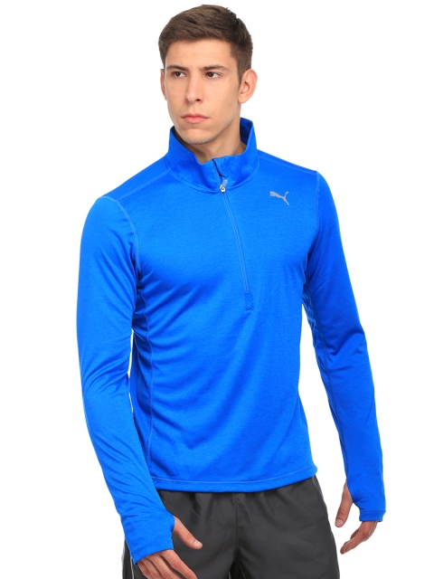 

Puma Men Blue Running Solid Mock Collar T-shirt