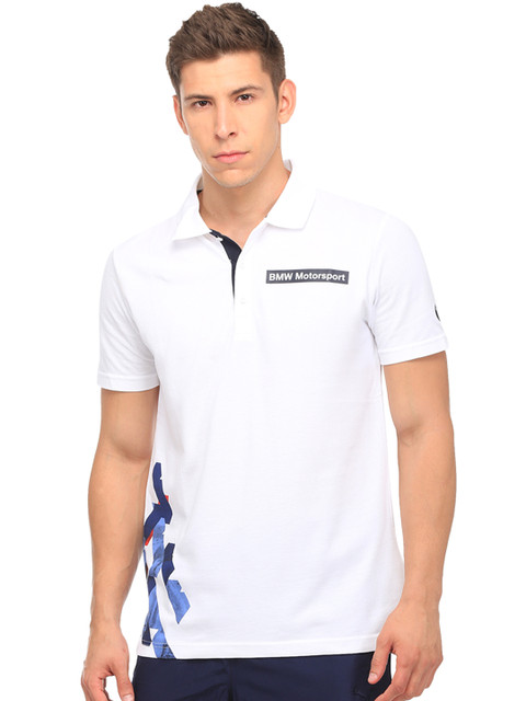 

PUMA Motorsport Men White Solid BMW MSP Graphic Polo Collar T-shirt