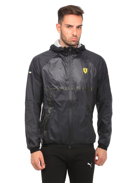 

PUMA Motorsport Men Black SF Lightweight Solid Hooded Sporty Jacket