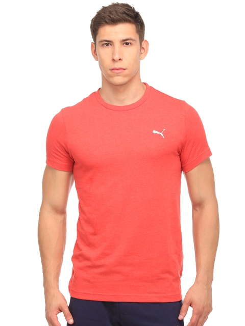 

Puma Men Red ESS HEATHER Solid Round Neck T-shirt