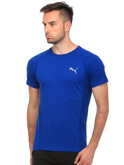 

Puma Men Blue Evostripe DryVENT Solid Round Neck T-shirt