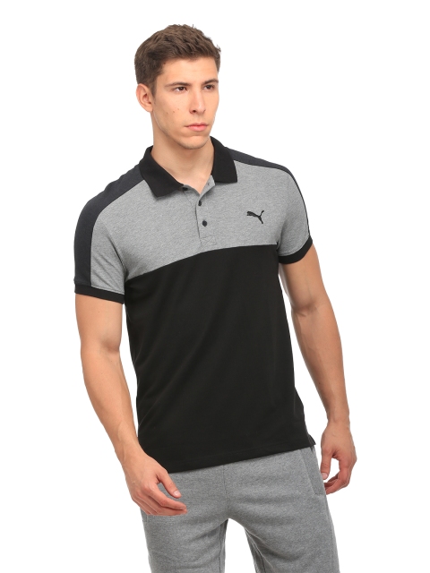 

Puma Men Black & Grey Colourblocked FUN Dry Pique Polo Collar T-shirt
