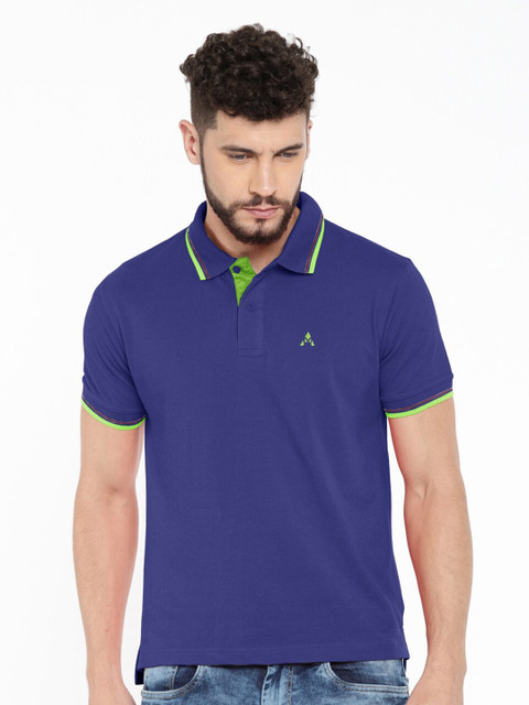 

ACTIMAXX Men Blue Solid Polo Collar T-shirt