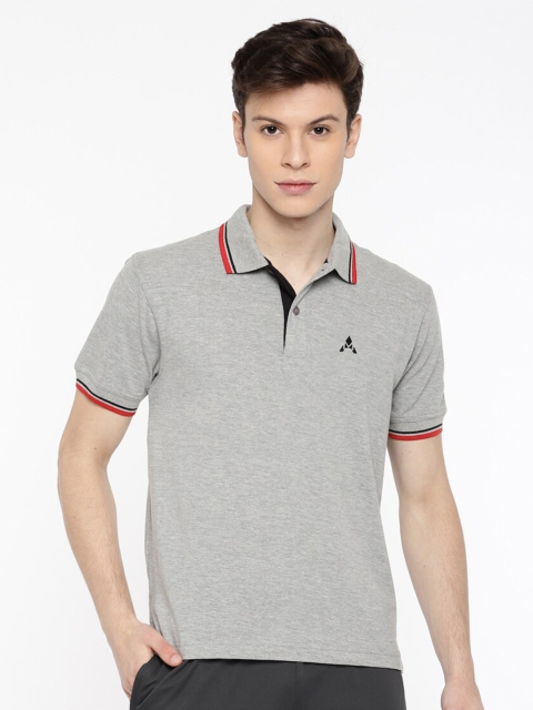 

ACTIMAXX Men Grey Melange Brand Logo Polo Collar T-shirt