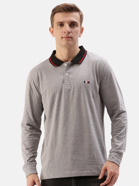

ACTIMAXX Men Grey Melange Polo Collar Cotton T-shirt