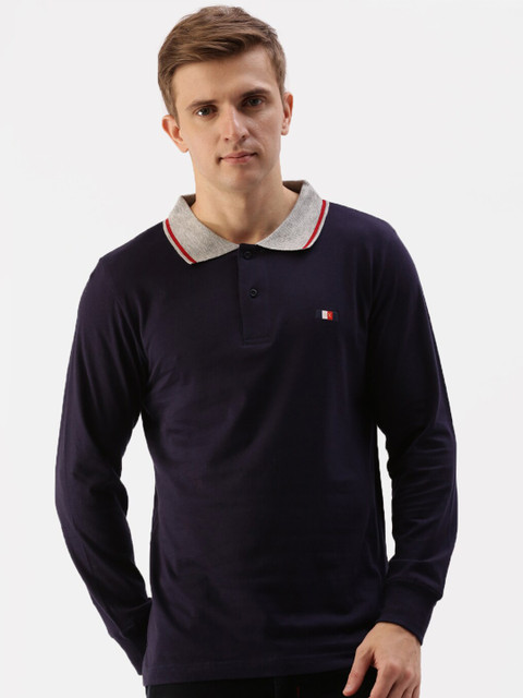 

ACTIMAXX Men Navy Blue Polo Collar Applique T-shirt