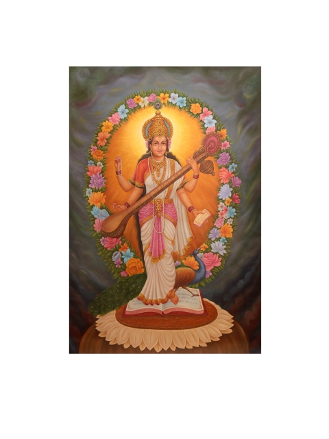 

Exotic India Black & Yellow Academic and Divine Knowledge A Floral Offering Wall Art