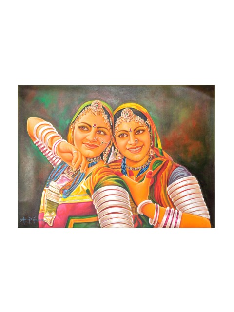 

Exotic India Yellow & White Printed Wall Art