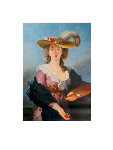 

Exotic India Blue & Black Printed Self Portrait in a Straw Hat Painting Wall Art