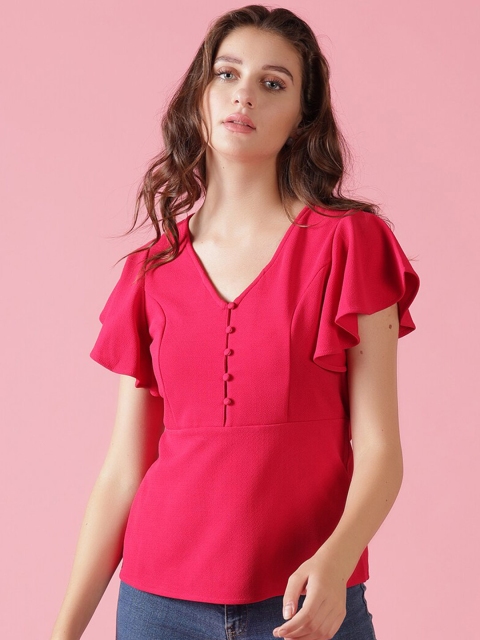 

Gipsy Fuchsia V-neck Solid Top