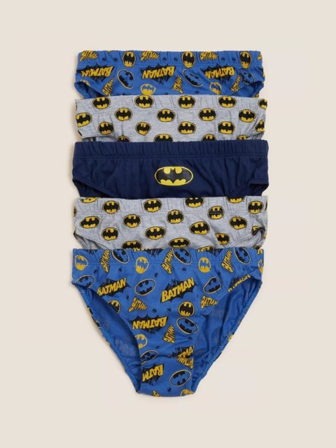 

Marks & Spencer Boys Set of 5 Batman Printed Pure Cotton Briefs T715695DBRIGHT, Blue
