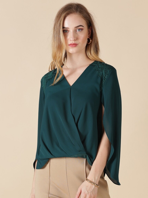 

Gipsy Bottle Green polyester Wrap Top