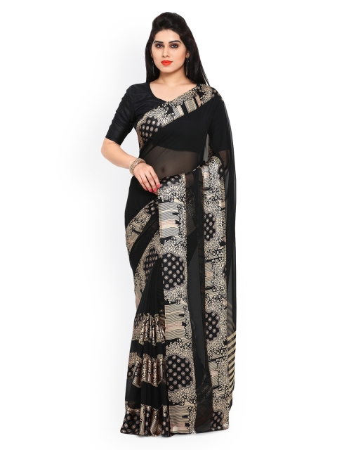 

Ligalz Black Printed Poly Georgette Saree