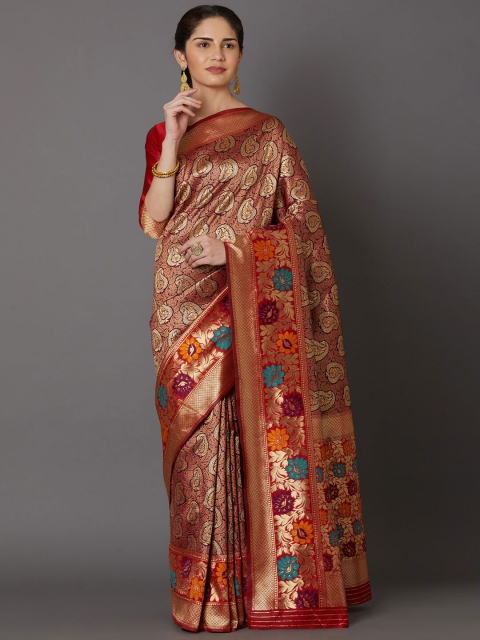 

Mitera Orange & Blue Woven Design Zari Silk Blend Sambalpuri Saree