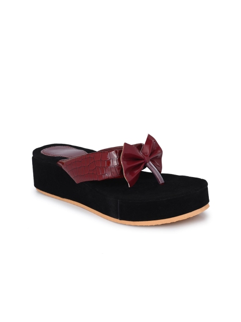 

Trendigo Women Red T-Strap Flats with Bows