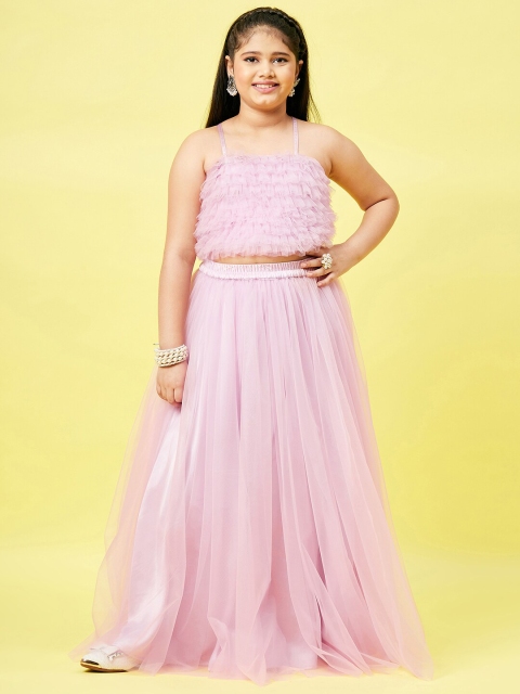 

Stylo Bug Girls Pink Ready to Wear Lehenga &