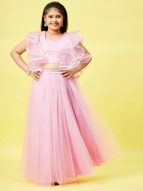 

Stylo Bug Girls Pink Ready to Wear Lehenga &