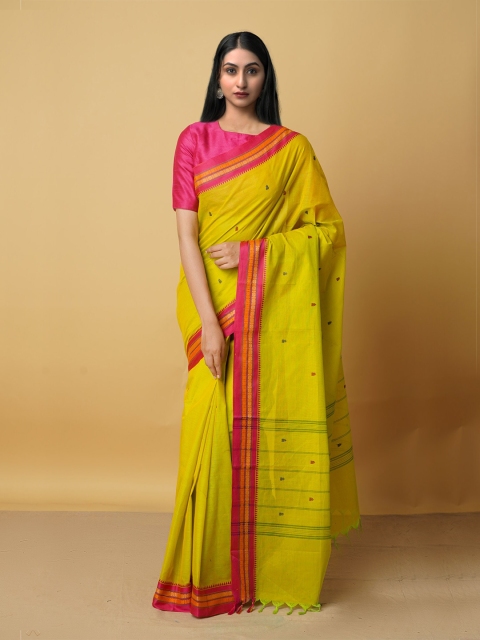 

Unnati Silks Green & Pink Woven Design Pure Cotton Kanjeevaram Saree