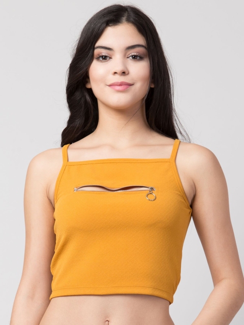 

Gaurgeous Yellow Crepe Crop Top