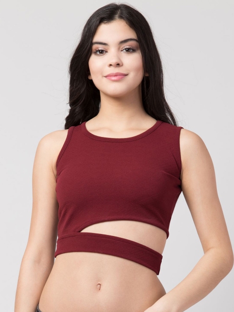 

Gaurgeous Maroon Crepe Crop Top