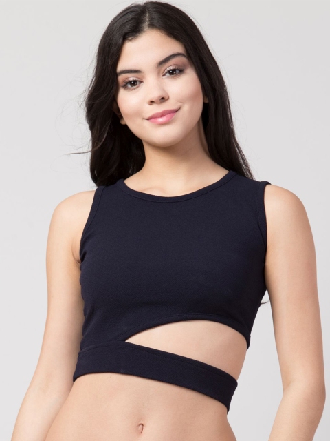 

Gaurgeous Blue Crepe Crop Top