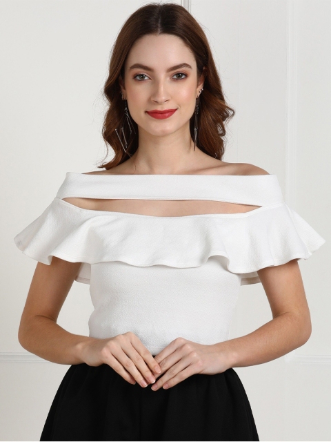 

Gaurgeous White Off-Shoulder Crepe Top