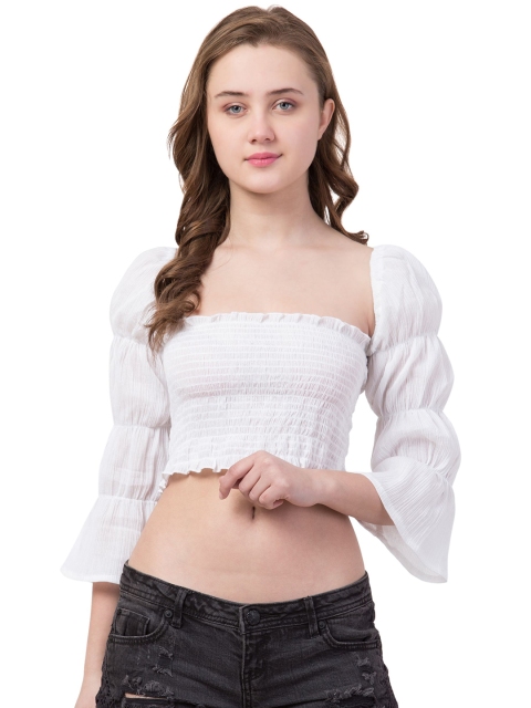 

Gaurgeous White Crepe Crop Top
