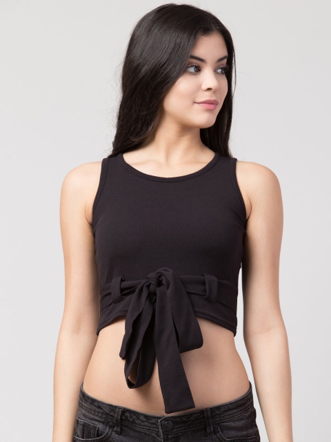 

Gaurgeous Black Crepe Crop Top