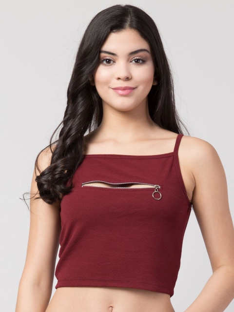 

Gaurgeous Maroon Crepe Crop Top