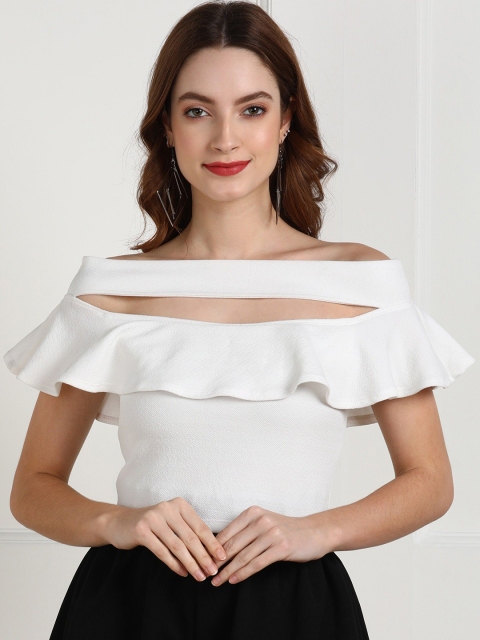 

Gaurgeous White Off-Shoulder Crepe Top