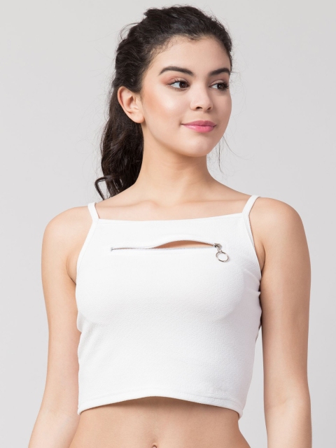 

Gaurgeous White Crepe Crop Top