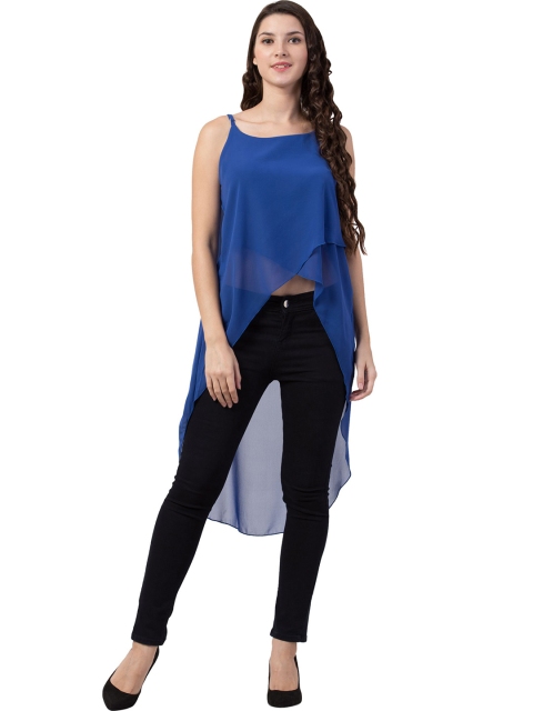 

Gaurgeous Blue Georgette High-Low Top