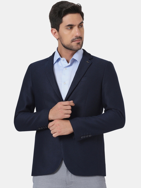 

Blackberrys Men Navy Blue Solid Slim-Fit Single-Breasted Formal Blazer