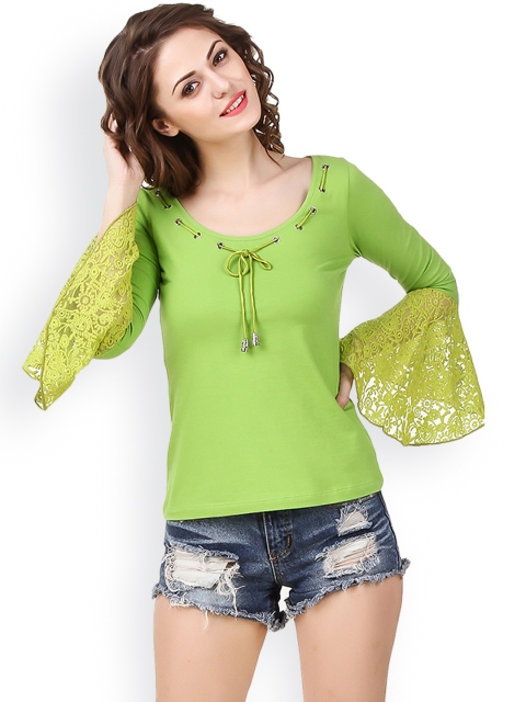 

Texco Women Green Solid A-Line Top