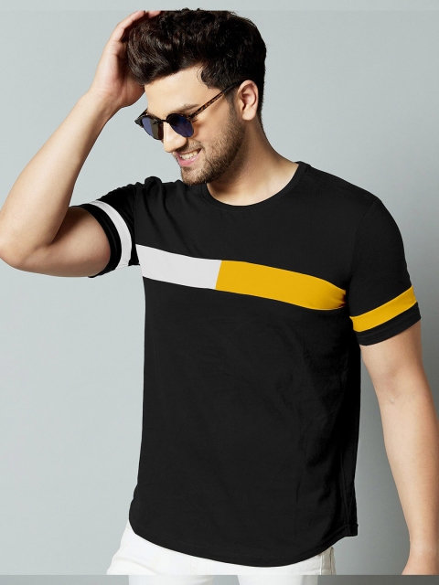 

GESPO Men Black Colourblocked Cotton T-shirt