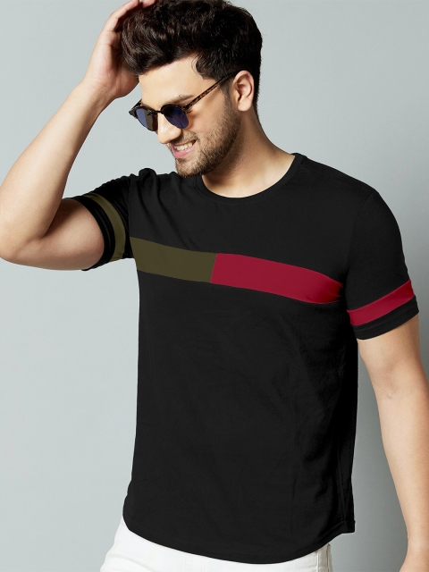 

GESPO Men Black Colourblocked Cotton T-shirt