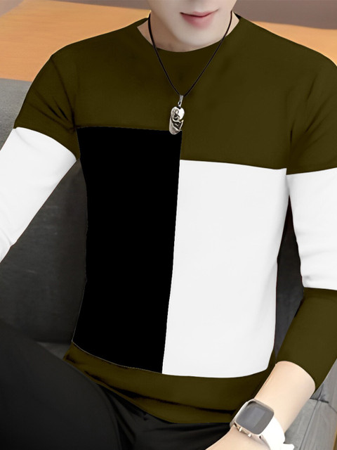 

GESPO Men Green Colourblocked T-shirt