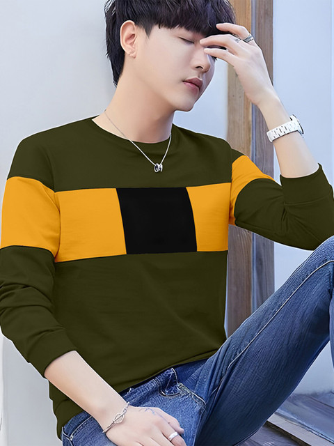 

GESPO Men Green Colourblocked T-shirt