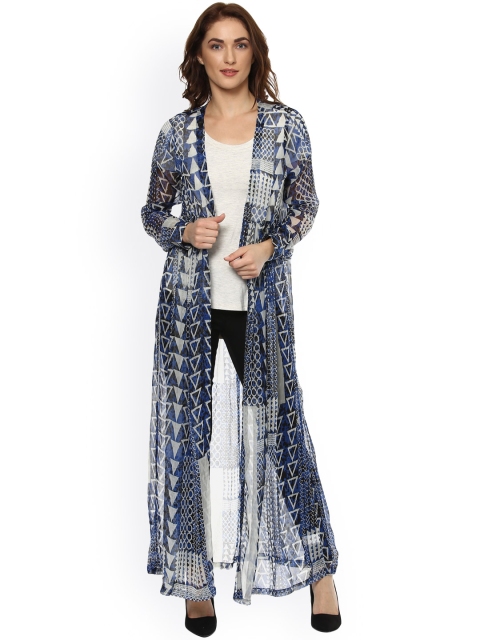 

Label Ritu Kumar Blue Printed Longline Shrug