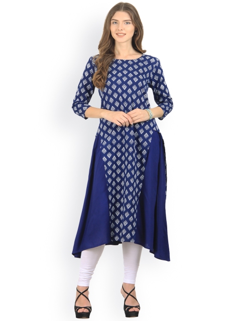 

La Firangi Women Blue Printed A-Line Layered Kurta