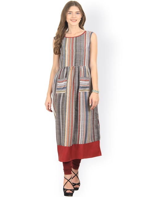 

La Firangi Women Multicoloured Printed A-Line Kurta, Multi